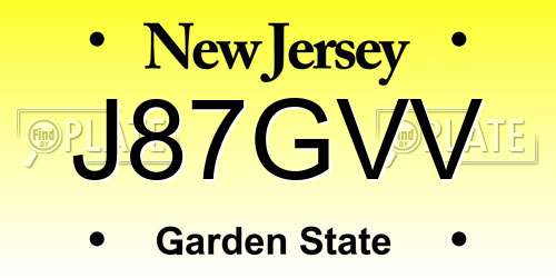 J87GVV New Jersey License Plate