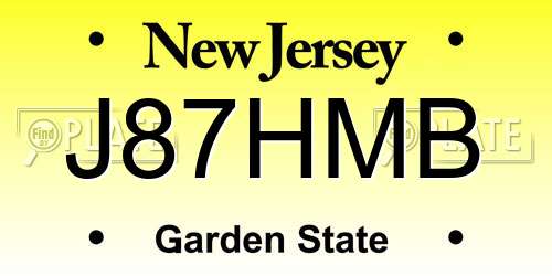 J87HMB New Jersey License Plate