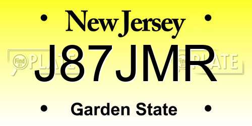 J87JMR New Jersey License Plate