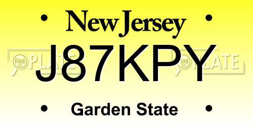 J87KPY New Jersey License Plate