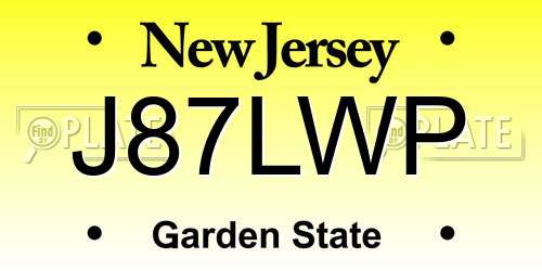 J87LWP New Jersey License Plate