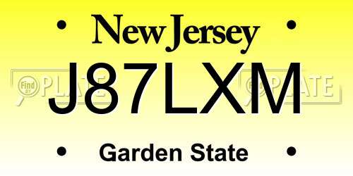J87LXM New Jersey License Plate