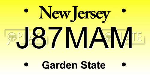 J87MAM New Jersey License Plate