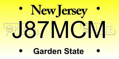 J87MCM New Jersey License Plate
