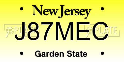 J87MEC New Jersey License Plate