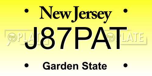 J87PAT New Jersey License Plate