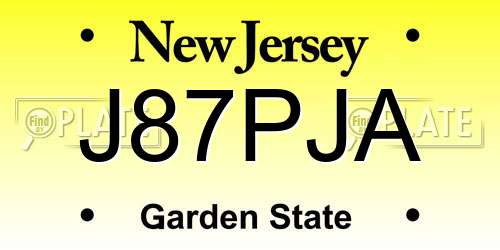 J87PJA New Jersey License Plate