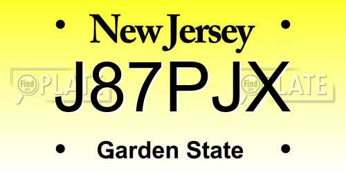 J87PJX New Jersey License Plate