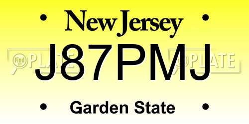 J87PMJ New Jersey License Plate