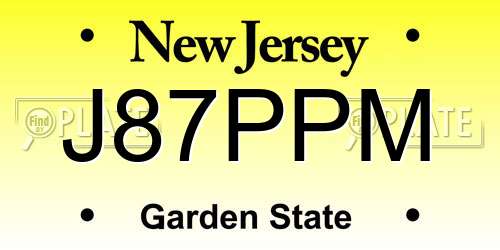 J87PPM New Jersey License Plate