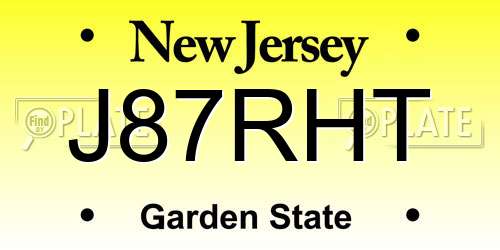 J87RHT New Jersey License Plate