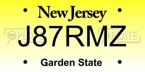J87RMZ New Jersey License Plate