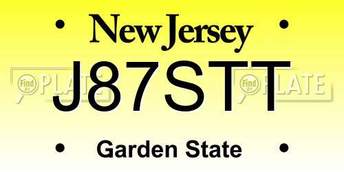 J87STT New Jersey License Plate