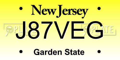 J87VEG New Jersey License Plate