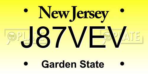 J87VEV New Jersey License Plate