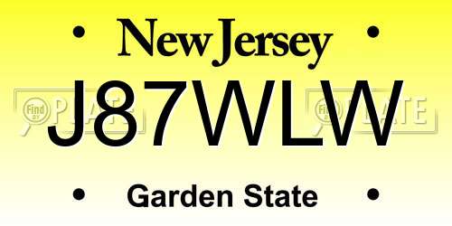 J87WLW New Jersey License Plate