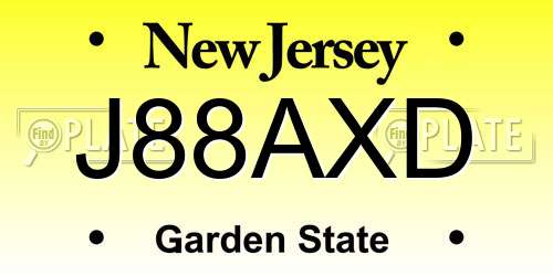 J88AXD New Jersey License Plate