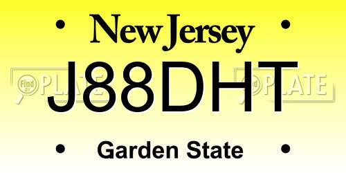 J88DHT New Jersey License Plate