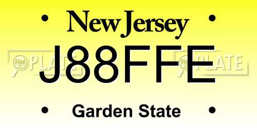J88FFE New Jersey License Plate