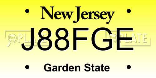 J88FGE New Jersey License Plate