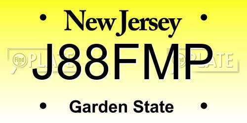 J88FMP New Jersey License Plate