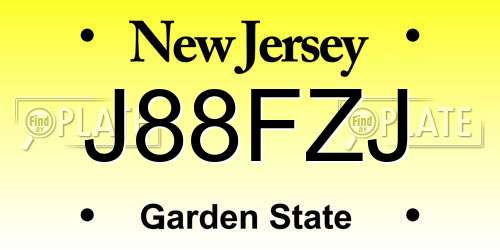 J88FZJ New Jersey License Plate
