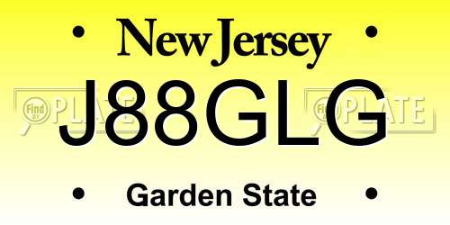 J88GLG New Jersey License Plate