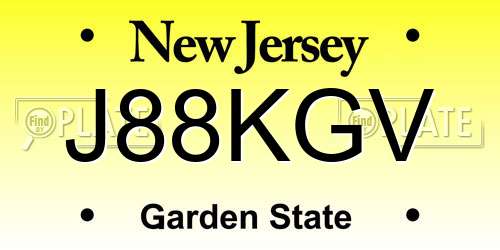 J88KGV New Jersey License Plate