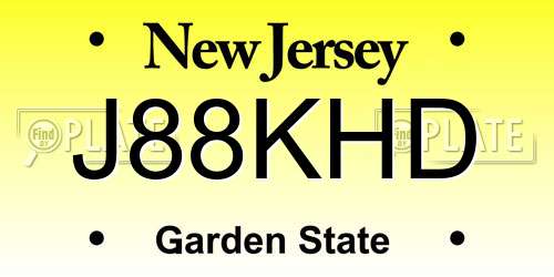 J88KHD New Jersey License Plate