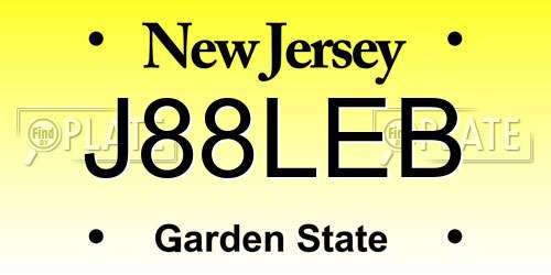 J88LEB New Jersey License Plate