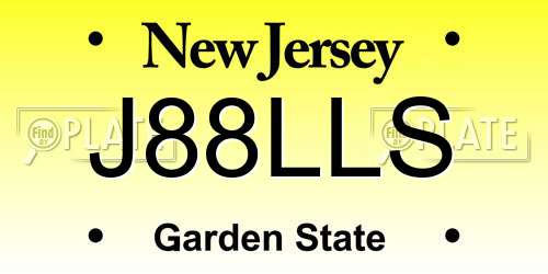 J88LLS New Jersey License Plate