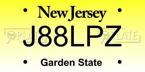 J88LPZ New Jersey License Plate