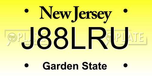 J88LRU New Jersey License Plate