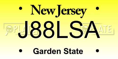 J88LSA New Jersey License Plate
