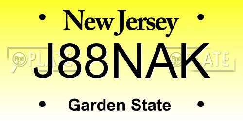 J88NAK New Jersey License Plate