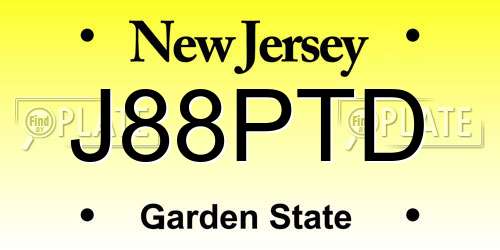J88PTD New Jersey License Plate
