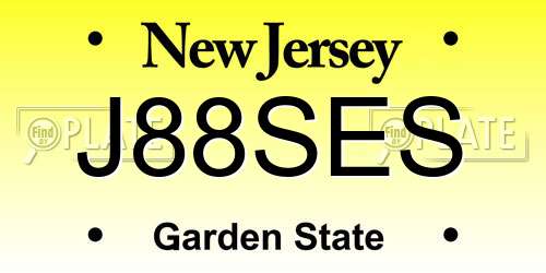 J88SES New Jersey License Plate