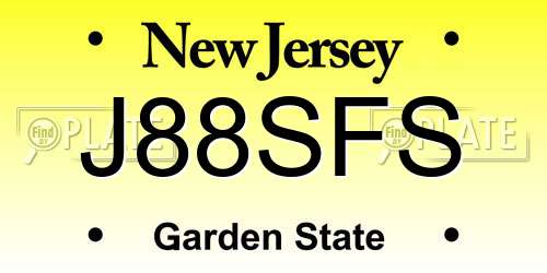 J88SFS New Jersey License Plate
