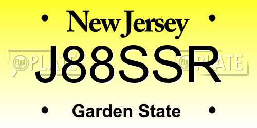 J88SSR New Jersey License Plate