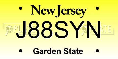 J88SYN New Jersey License Plate