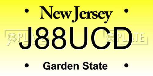J88UCD New Jersey License Plate