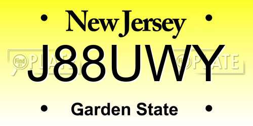 J88UWY New Jersey License Plate