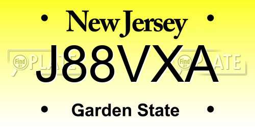 J88VXA New Jersey License Plate