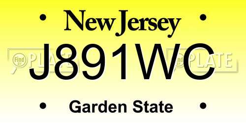 J891WC New Jersey License Plate