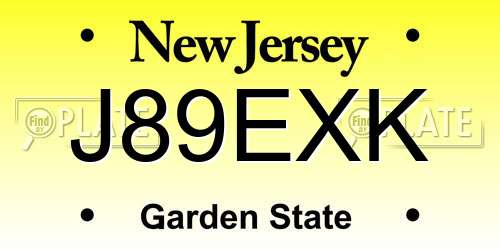 J89EXK New Jersey License Plate