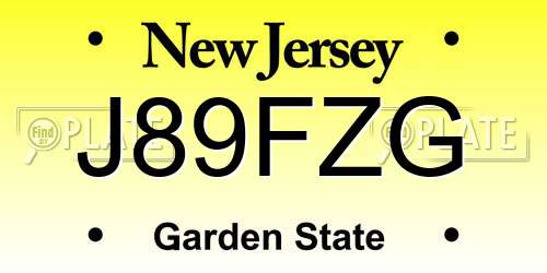 J89FZG New Jersey License Plate