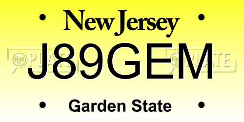 J89GEM New Jersey License Plate