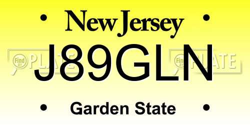J89GLN New Jersey License Plate