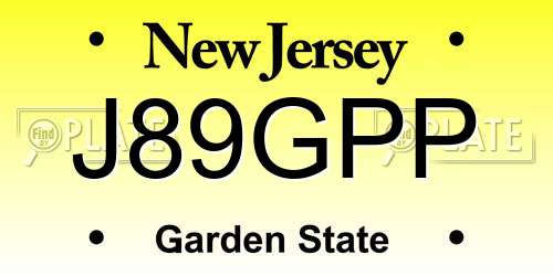 J89GPP New Jersey License Plate