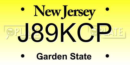 J89KCP New Jersey License Plate